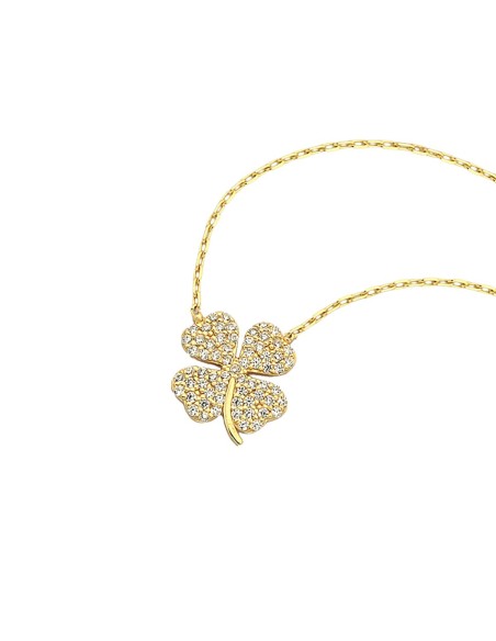 Collier Trefle Argent Teinté