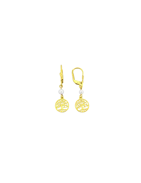 Boucles D'oreilles Pendantes Argent Teinté Perles D'eau Douces