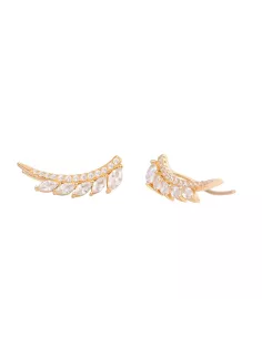 Boucles D'oreilles Plume Oz Argent Teinté