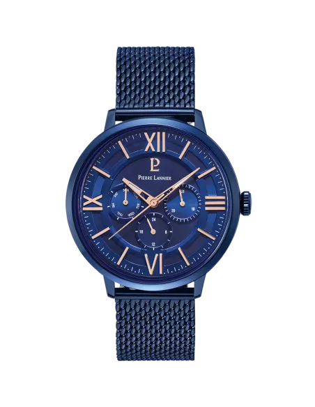 Montre Pierre Lannier Homme BEAUCOUR Cadran Bleu Bracelet Acier milanais Bleu
