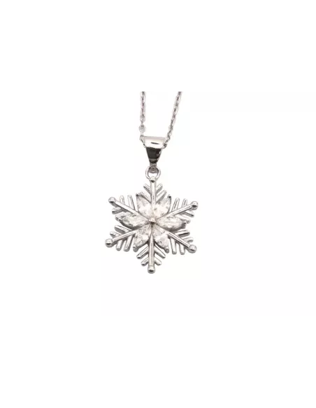 Collier Argent Oxyde de Zirconium Flocons