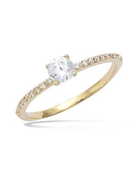 Bague De Fiançailles Plaqué Or Et Oxyde