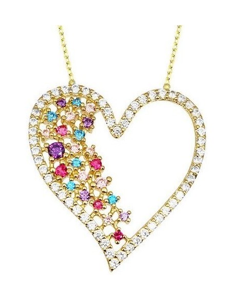 Collier Argent Teinté Coeur