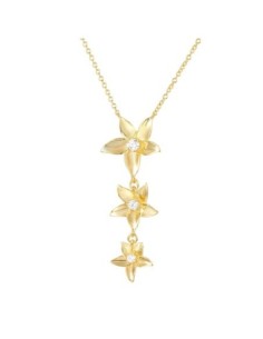 Collier Argent Fleurs De Frangipanier