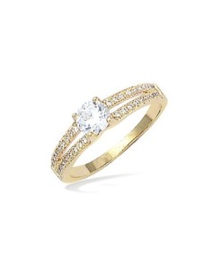 Bague De Fiançailles Plaqué Or Et Oxyde