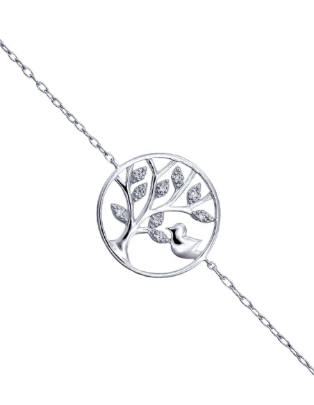 Bracelet Argent Oxyde Arbre De Vie