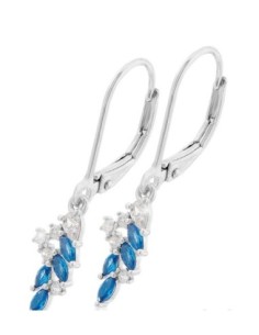 Boucles D'oreilles Argent,oxyde Et Pierre Bleue