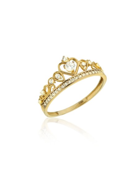 Bague Couronne Argent Teintée Dorée Et Oxydes