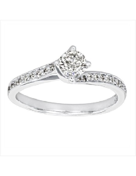 Bague De Fiançailles Argent Et Oxyde