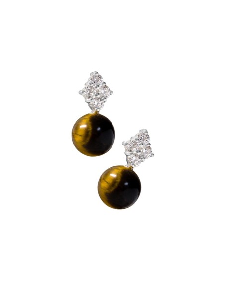 Boucles D'oreilles Argent, Oxydes Et œil De Tigre