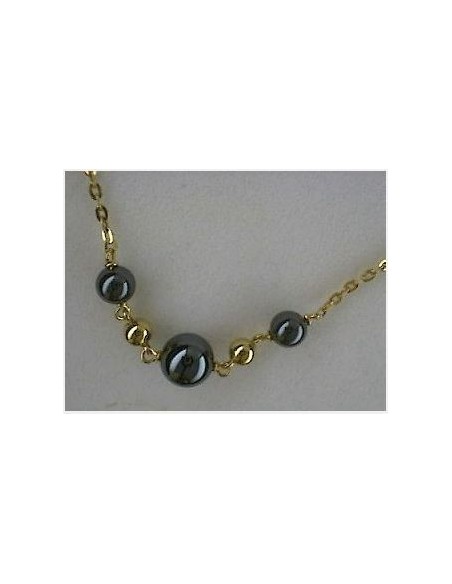 Collier Or Pierre Hématite