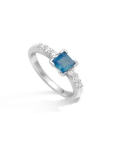 Bague Argent Oxyde Et Pierre Bleue