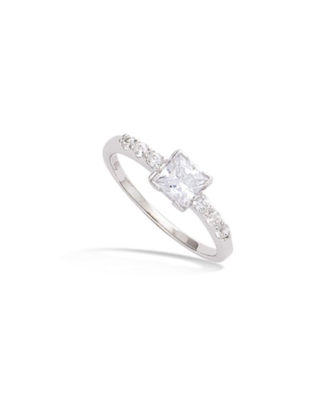 Bague De Fiançailles Argent Et Oxyde