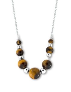 Collier Argent Et Oeil De Tigre