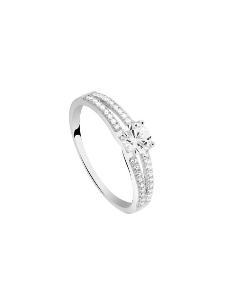 Bague De Fiançailles Argent Et Oxyde