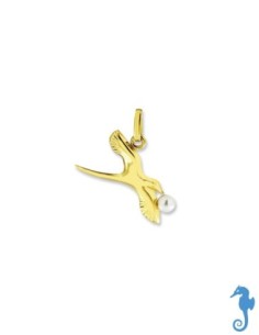 Pendentif Or Paille En Queue Du Sud Sauvage Et Perle D'eau Douce