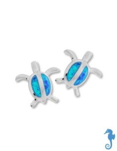 Boucles D'oreilles Argent Tortue Bleue