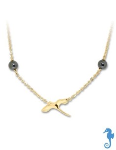 Collier Or Paille En Queue & Perles Hématites