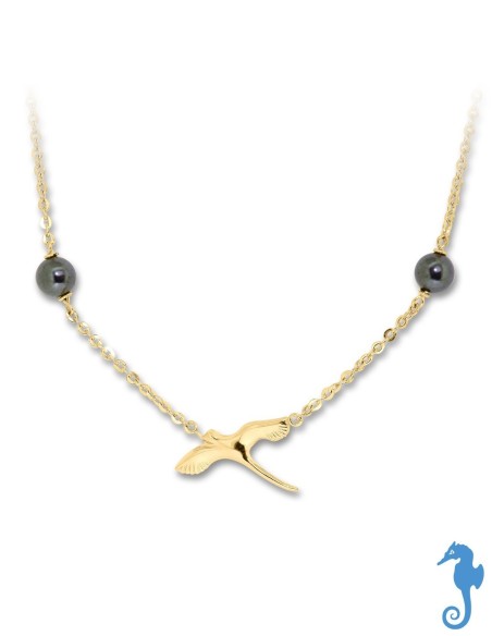Collier Or Paille En Queue & Perles Hématites
