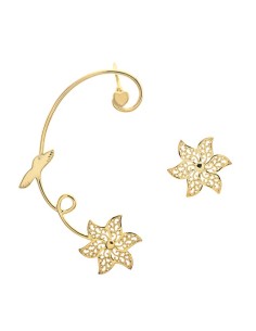 Boucles D'oreilles Argent Teinte Asymetrique Earcurff Ylang Ylang