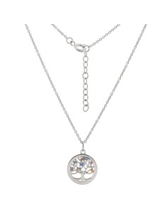 Collier Argent Arbre De Vie Multicolore