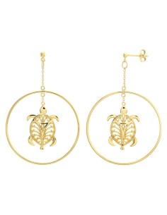 Boucles D'oreilles Argent Teinte Cercle Tortue