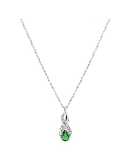 Collier Argent Pierre Verte