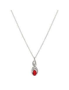Collier Argent Pierre Rouge