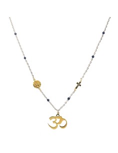 Collier Argent Teinte Aum & Croix