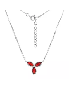 Collier Argent Pierre Rouge