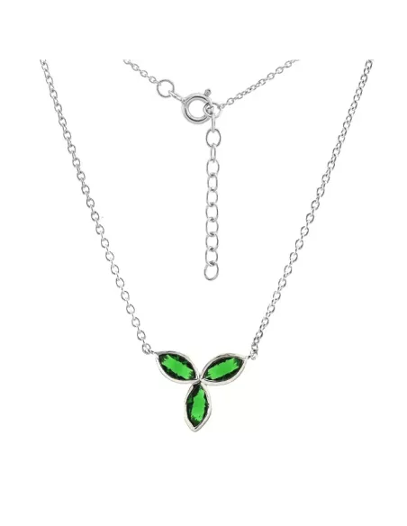 Collier Argent Pierre Verte