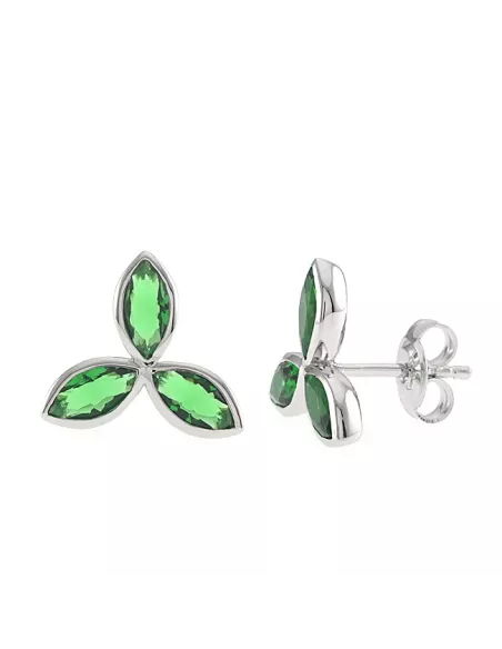 Boucles D'oreilles Argent Pierre Verte