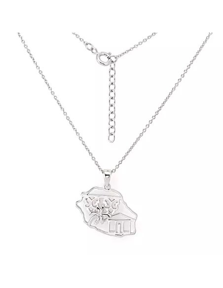 Collier Argent Lambrequin Carte Réunion