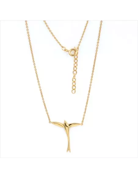 Collier Argent Teinte Paille En Queue