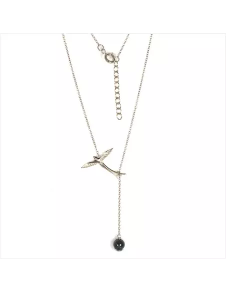 Collier Argent Pierre Et Paille En Queue
