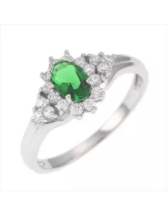 Bague Argent Pierre Verte