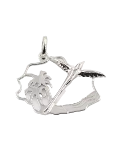 Pendentif Argent Carte Île De La Réunion & Paille En Queue