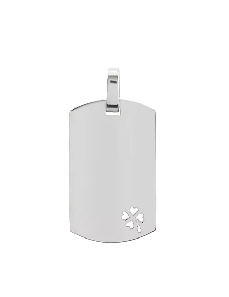 Pendentif Argent Plaque & Trèfle