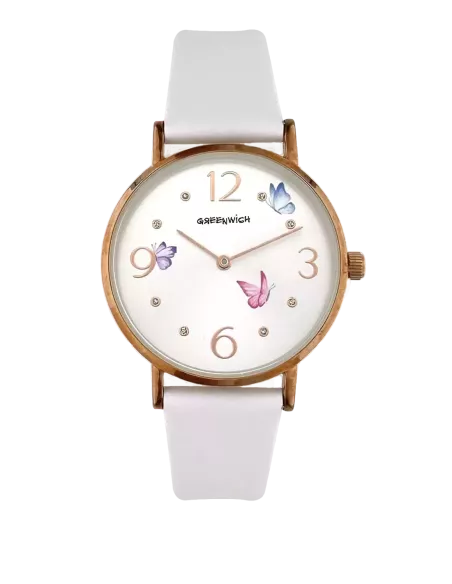 Montre Greenwich Papillons Bracelet Blanc