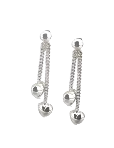 Boucles D'oreilles Pendantes Argent Coeurs
