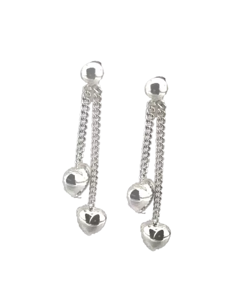 Boucles D'oreilles Pendantes Argent Coeurs